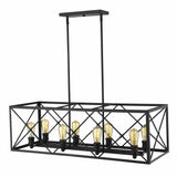 Brooklyn 8-Light Matte Black Island Pendant With Metal Framework Shade - Homeroots - Flyclothing LLC