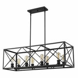 Brooklyn 8-Light Matte Black Island Pendant With Metal Framework Shade - Homeroots - Flyclothing LLC