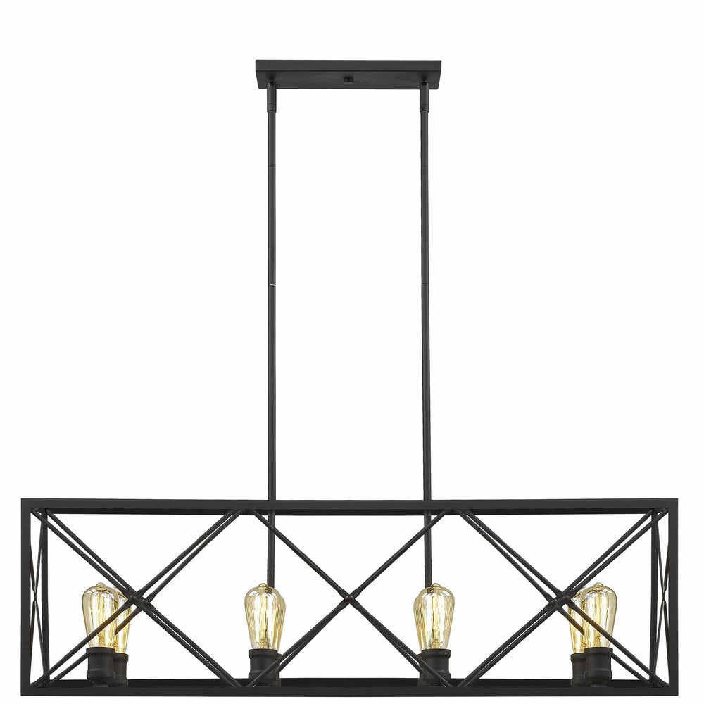 Brooklyn 8-Light Matte Black Island Pendant With Metal Framework Shade - Homeroots - Flyclothing LLC