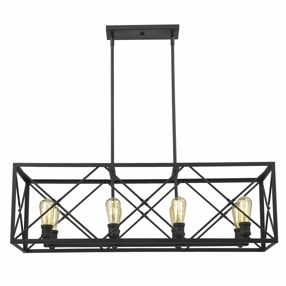 Brooklyn 8-Light Matte Black Island Pendant With Metal Framework Shade - Homeroots - Flyclothing LLC
