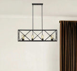 Brooklyn 8-Light Matte Black Island Pendant With Metal Framework Shade - Homeroots - Flyclothing LLC