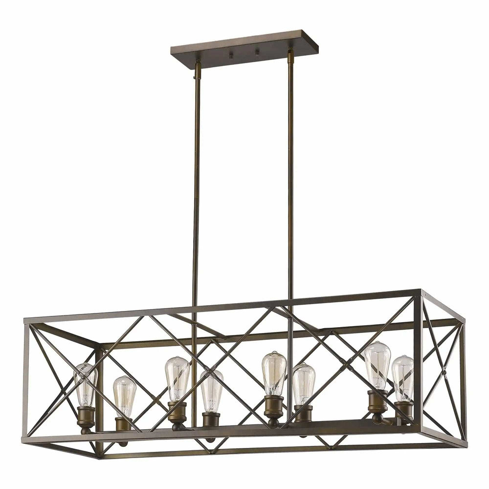 Brooklyn 8-Light Oil-Rubbed Bronze Island Pendant With Metal Framework Shade - Homeroots - Flyclothing LLC