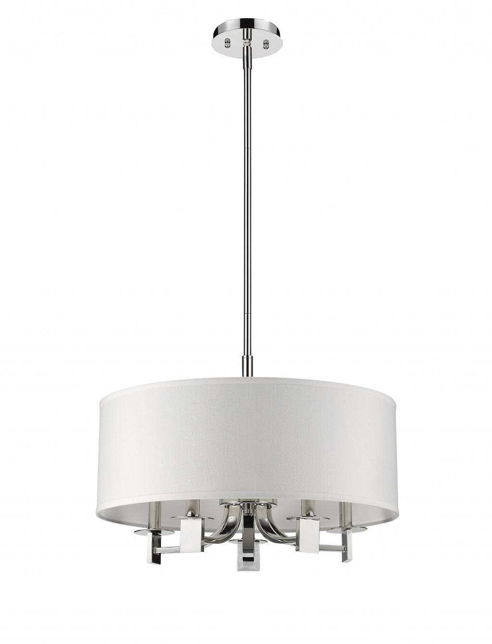 Andrea 5-Light Polished Nickel Drum Pendant With Ivory Hardback Shade - Homeroots - Flyclothing LLC