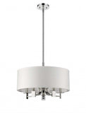 Andrea 5-Light Polished Nickel Drum Pendant With Ivory Hardback Shade - Homeroots - Flyclothing LLC