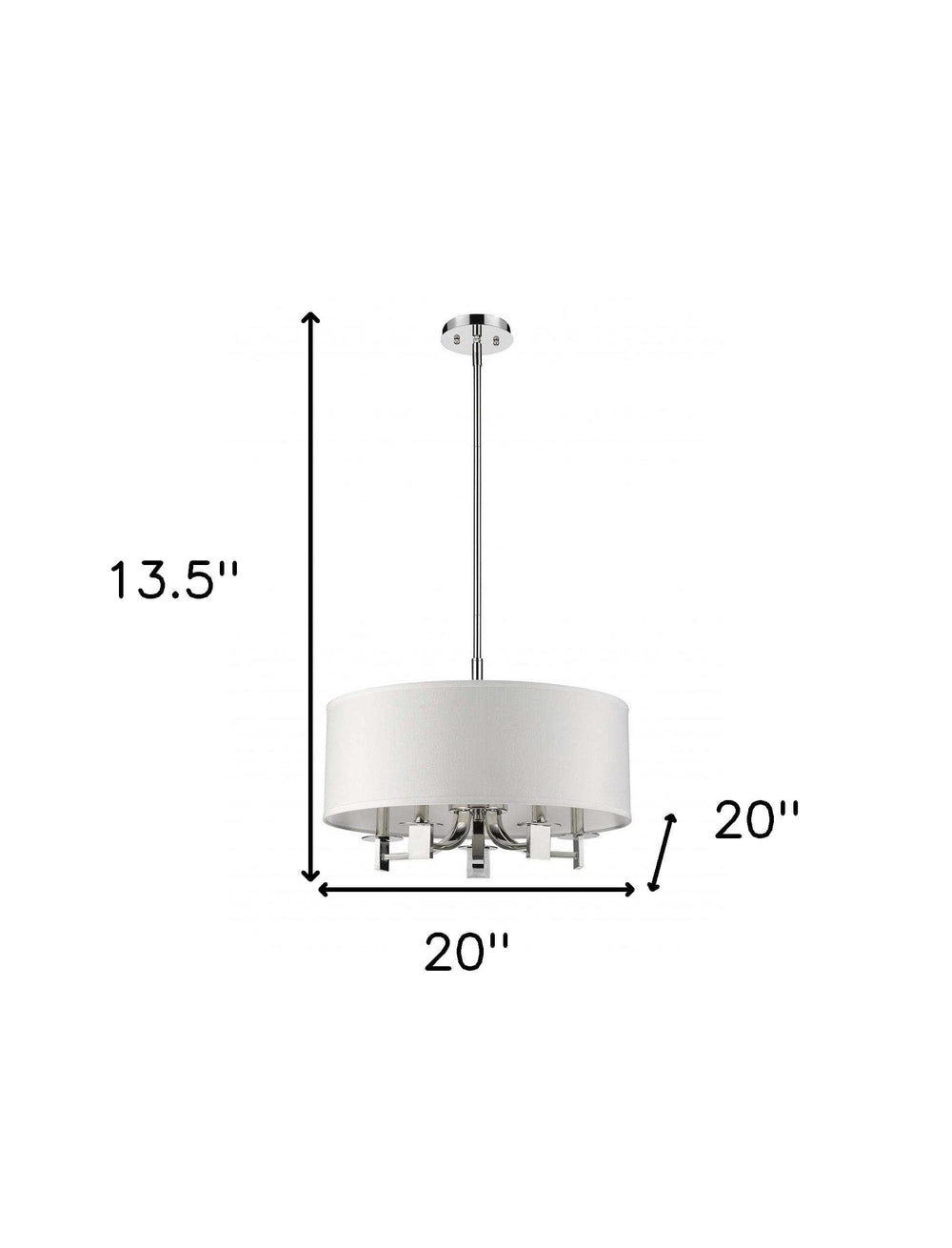 Andrea 5-Light Polished Nickel Drum Pendant With Ivory Hardback Shade - Homeroots - Flyclothing LLC