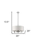 Andrea 5-Light Polished Nickel Drum Pendant With Ivory Hardback Shade - Homeroots - Flyclothing LLC