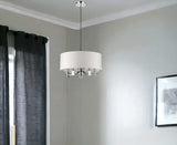 Andrea 5-Light Polished Nickel Drum Pendant With Ivory Hardback Shade - Homeroots - Flyclothing LLC