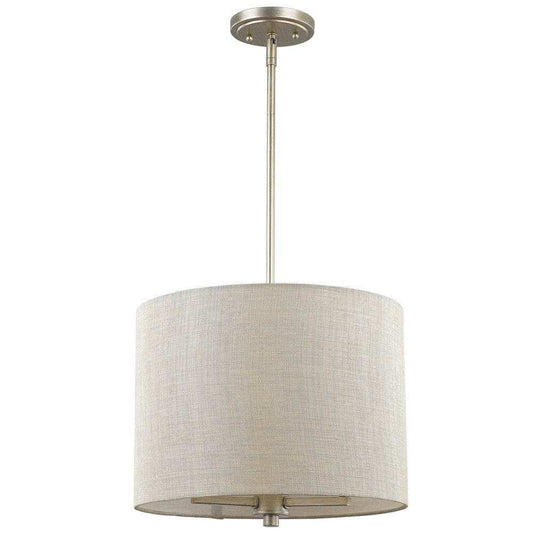 Daria 3-Light Washed Gold Pendant With Washed Gold And White Drum Shade - Homeroots - Flyclothing LLC