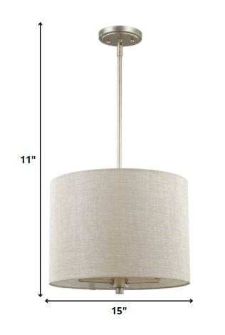 Daria 3-Light Washed Gold Pendant With Washed Gold And White Drum Shade - Homeroots - Flyclothing LLC