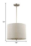 Daria 3-Light Washed Gold Pendant With Washed Gold And White Drum Shade - Homeroots - Flyclothing LLC