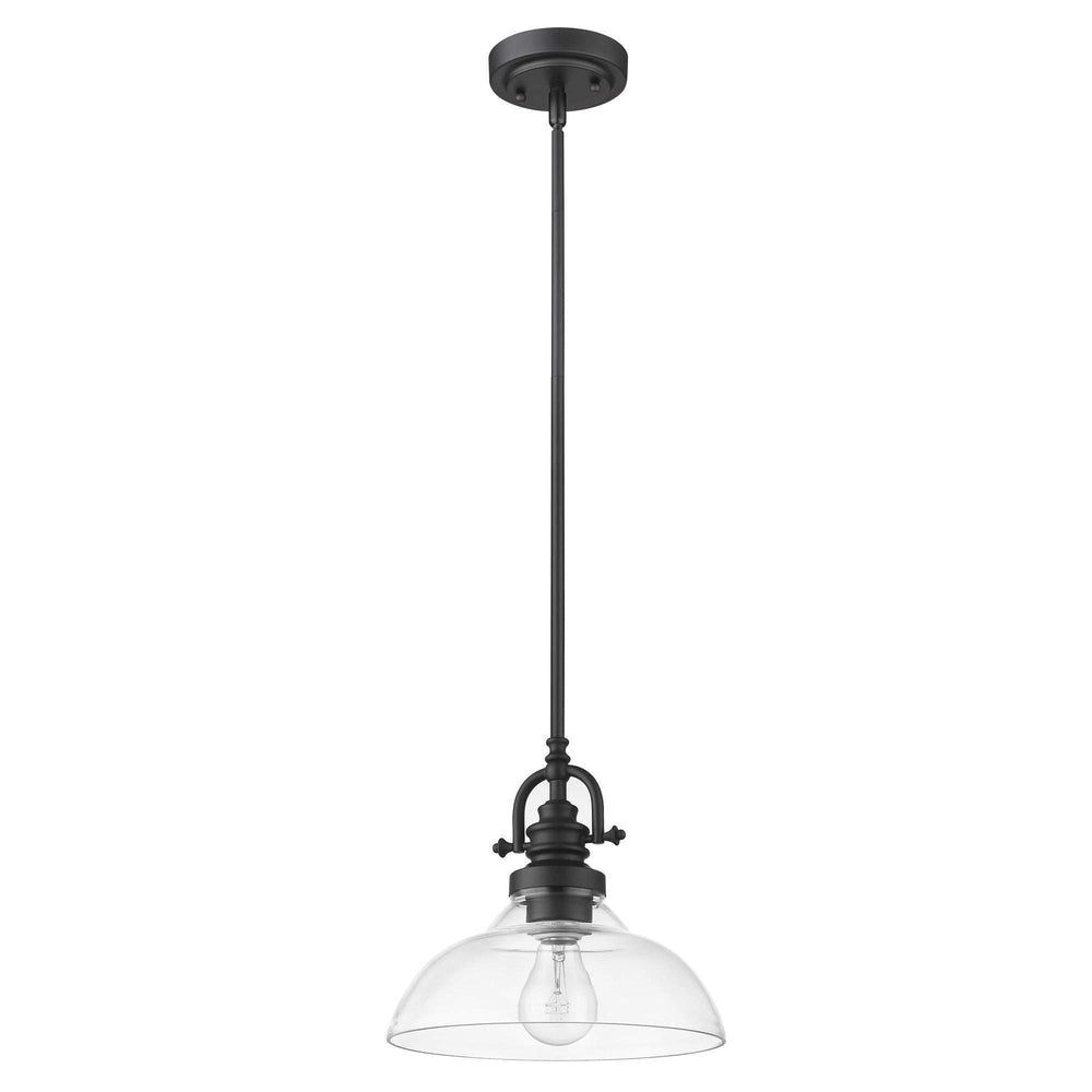 Matte Black Hanging Light with Glass Dome Shade - Homeroots - Flyclothing LLC