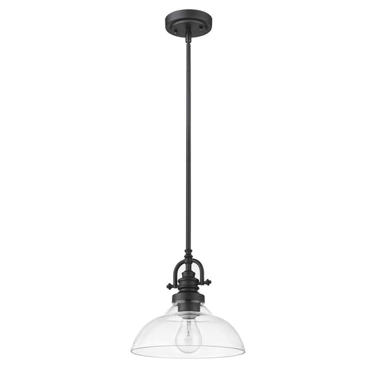 Matte Black Hanging Light with Glass Dome Shade - Homeroots - Flyclothing LLC
