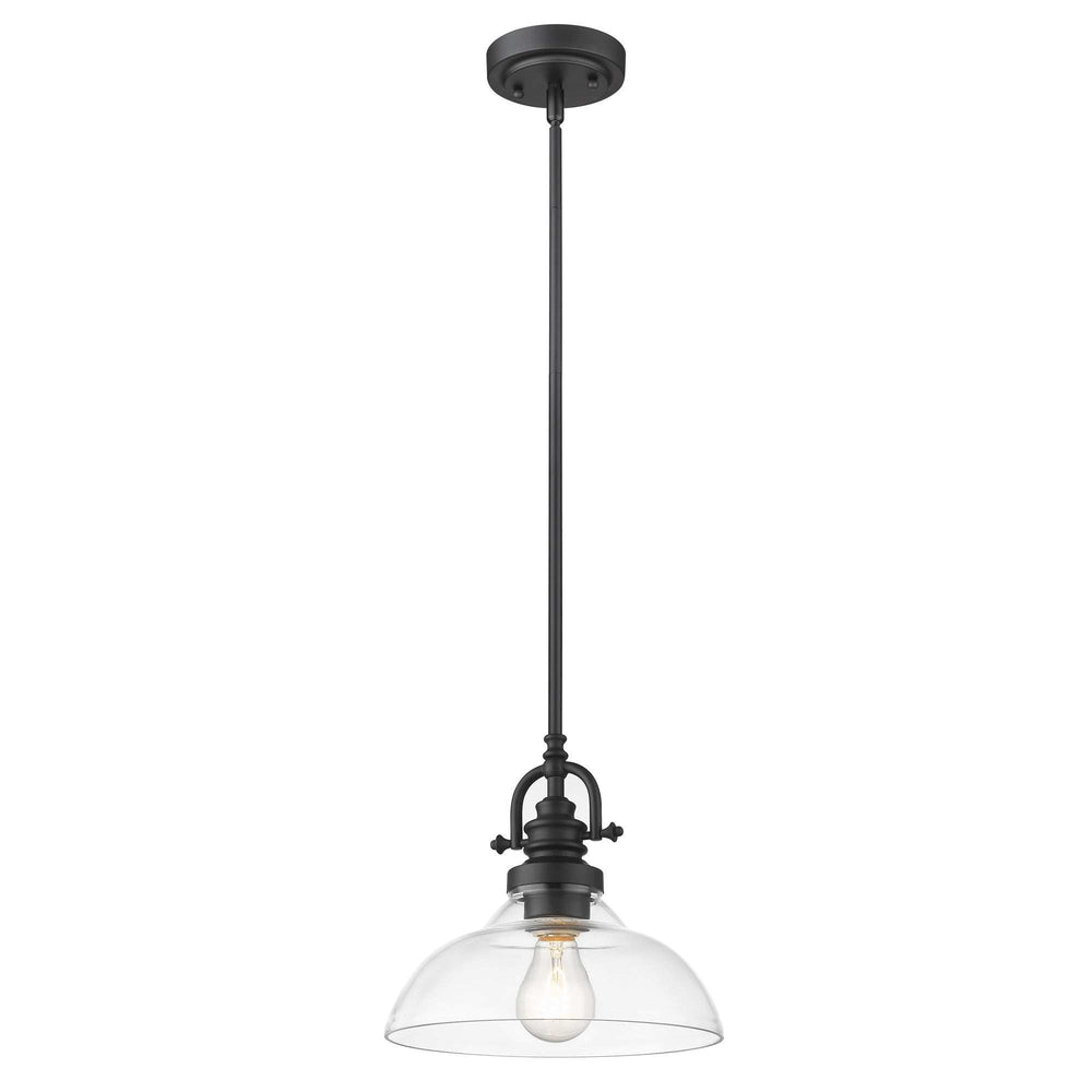 Matte Black Hanging Light with Glass Dome Shade - Homeroots - Flyclothing LLC