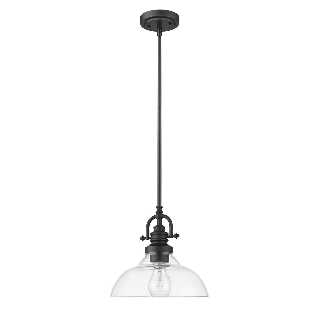 Matte Black Hanging Light with Glass Dome Shade - Homeroots - Flyclothing LLC