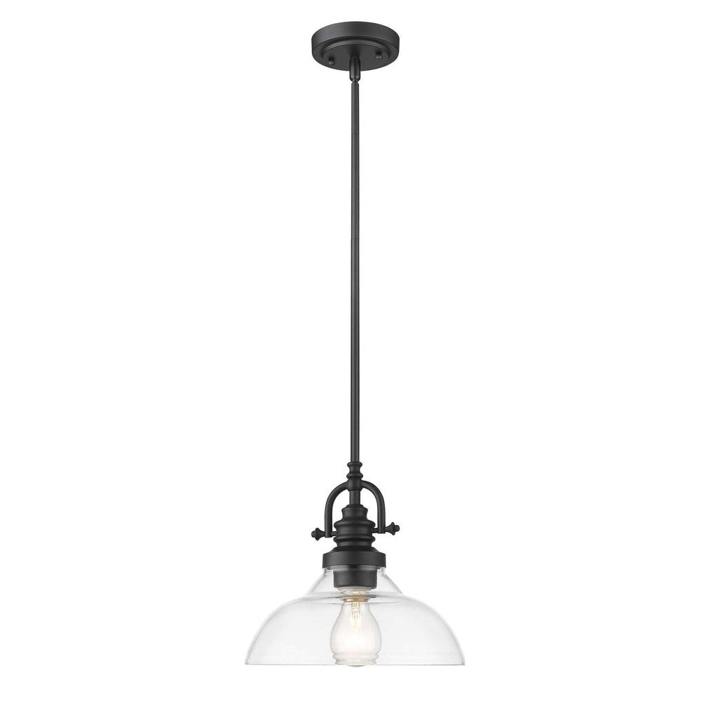 Matte Black Hanging Light with Glass Dome Shade - Homeroots - Flyclothing LLC
