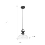 Matte Black Hanging Light with Glass Dome Shade - Homeroots - Flyclothing LLC