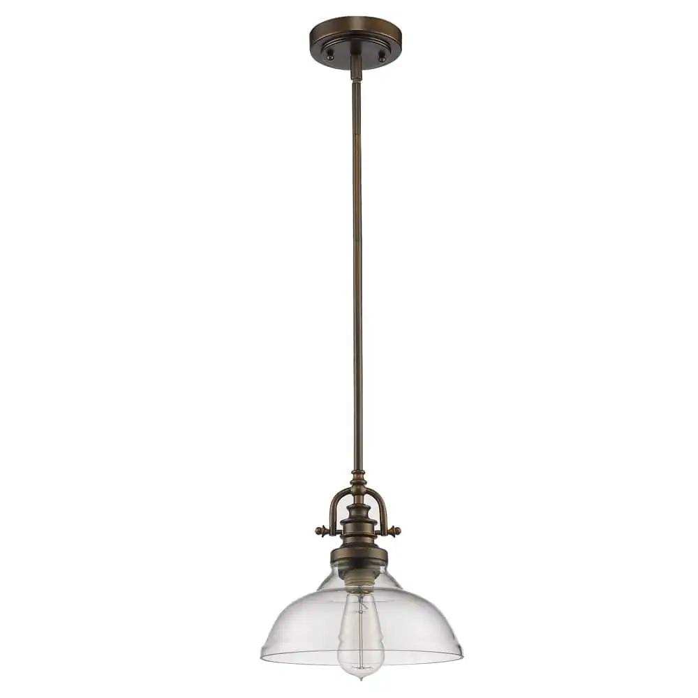 Antique Bronze Hanging Light with Glass Dome Shade - Homeroots - Flyclothing LLC