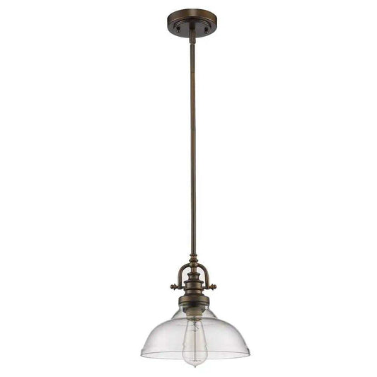 Antique Bronze Hanging Light with Glass Dome Shade - Homeroots - Flyclothing LLC