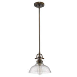 Antique Bronze Hanging Light with Glass Dome Shade - Homeroots - Flyclothing LLC
