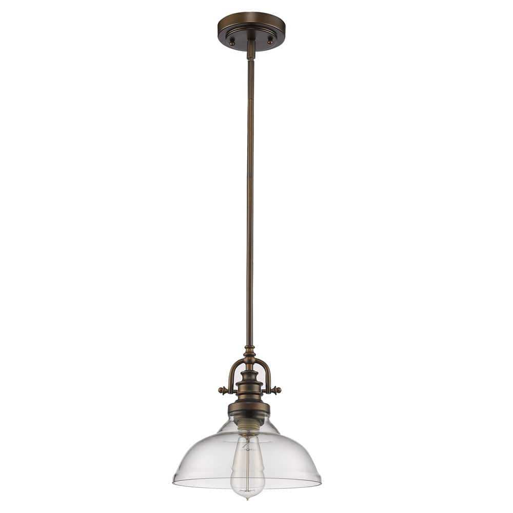 Antique Bronze Hanging Light with Glass Dome Shade - Homeroots - Flyclothing LLC
