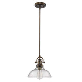 Antique Bronze Hanging Light with Glass Dome Shade - Homeroots - Flyclothing LLC