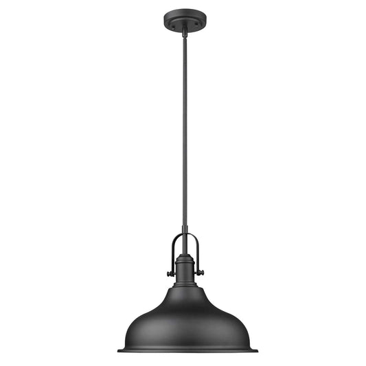 Matte Black Hanging Light with Dome Shade - Homeroots - Flyclothing LLC