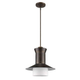 Greta 1-Light Oil-Rubbed Bronze Pendant With Gloss White Interior And Etched Glass Shade - Homeroots - Flyclothing LLC