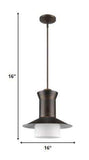 Greta 1-Light Oil-Rubbed Bronze Pendant With Gloss White Interior And Etched Glass Shade - Homeroots - Flyclothing LLC