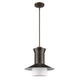 Greta 1-Light Oil-Rubbed Bronze Pendant With Gloss White Interior And Etched Glass Shade - Homeroots - Flyclothing LLC
