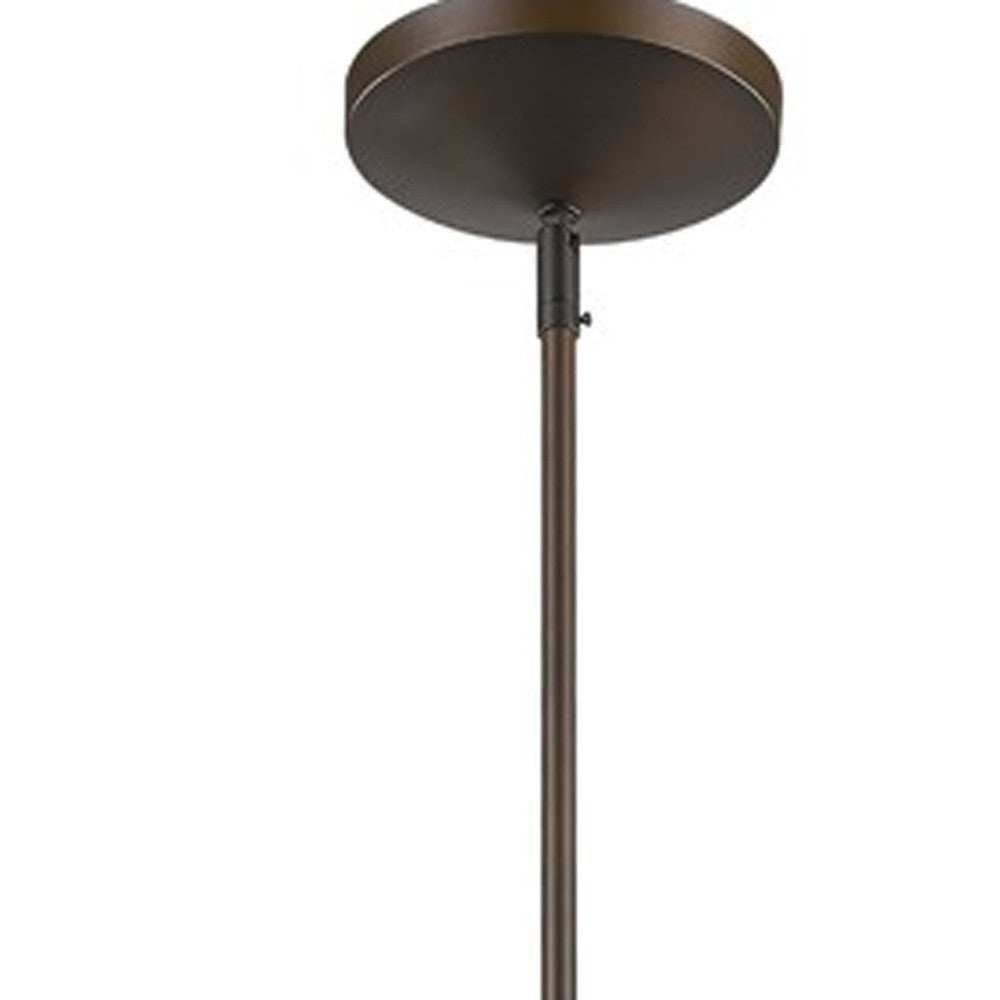 Greta 1-Light Oil-Rubbed Bronze Pendant With Gloss White Interior And Etched Glass Shade - Homeroots - Flyclothing LLC