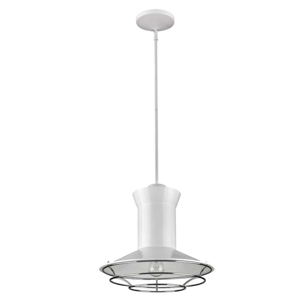 Newport 1-Light White Pendant With Polished Nickel Louver - Homeroots - Flyclothing LLC