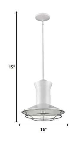 Newport 1-Light White Pendant With Polished Nickel Louver - Homeroots - Flyclothing LLC