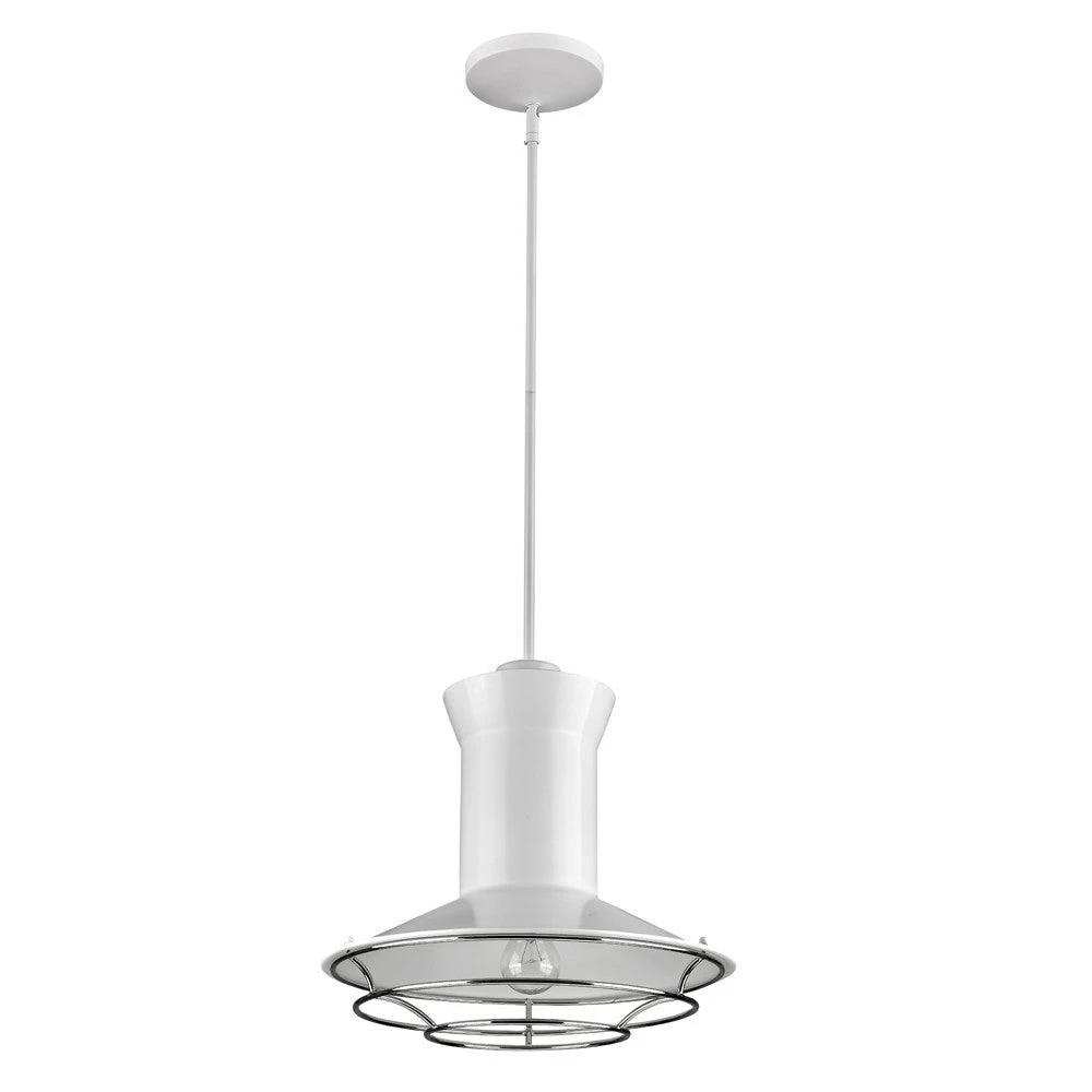 Newport 1-Light White Pendant With Polished Nickel Louver - Homeroots - Flyclothing LLC