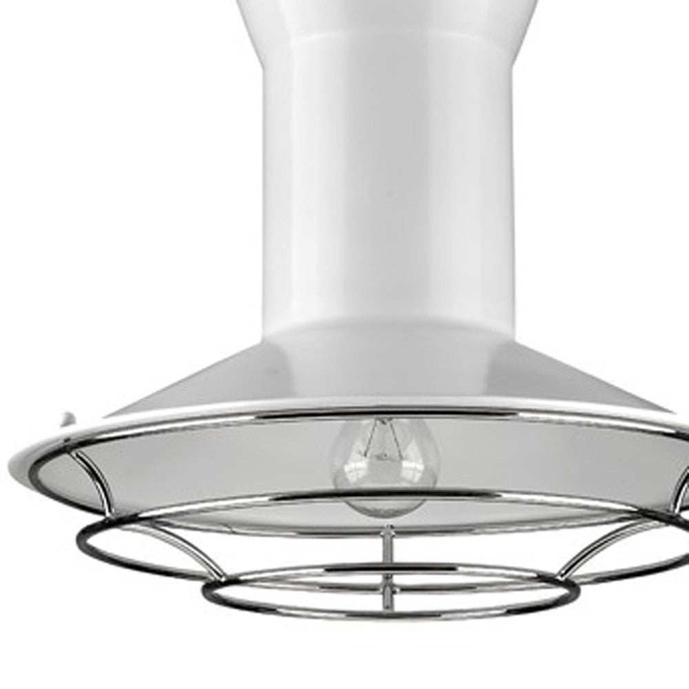 Newport 1-Light White Pendant With Polished Nickel Louver - Homeroots - Flyclothing LLC