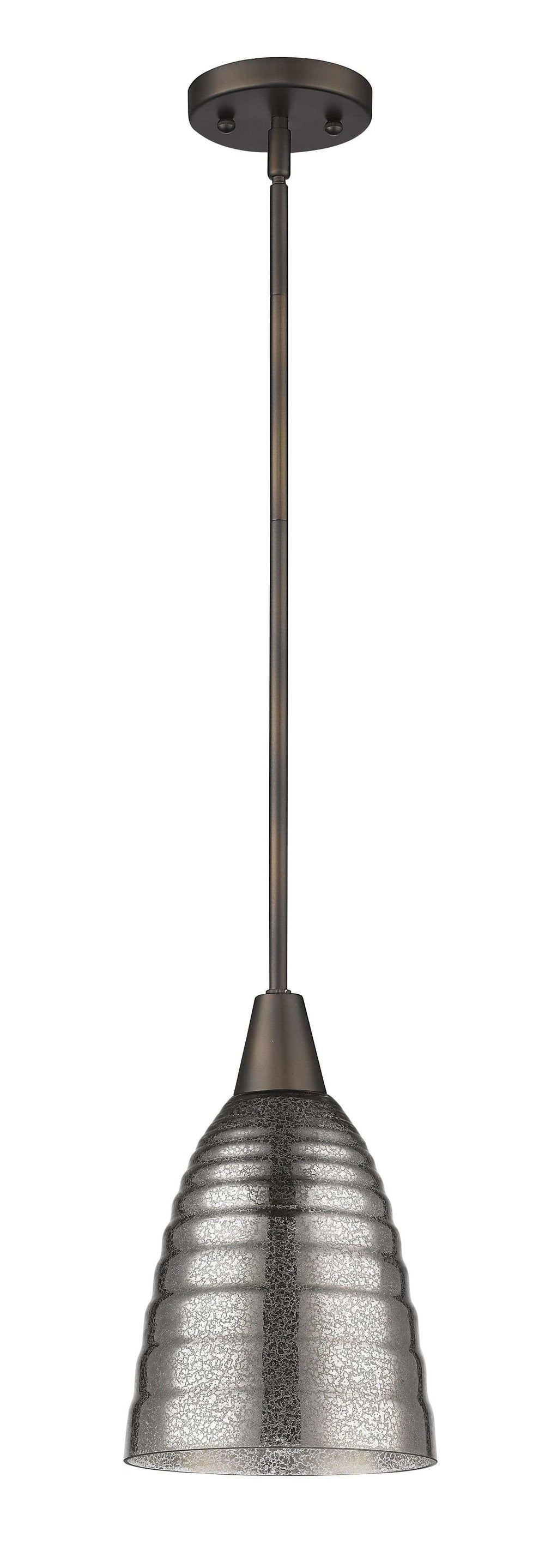 Bronze Hanging Light with Ribbed Pebbled Glass Shade - Homeroots - Flyclothing LLC