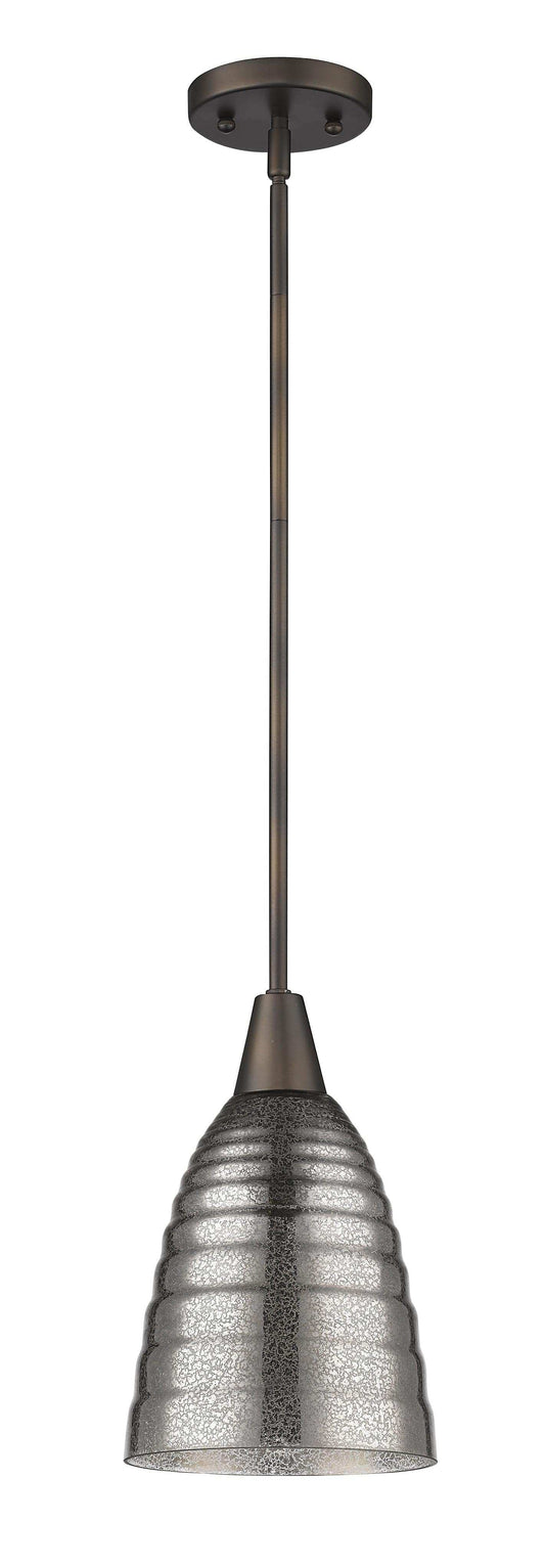 Bronze Hanging Light with Ribbed Pebbled Glass Shade - Homeroots - Flyclothing LLC