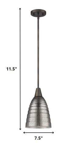 Bronze Hanging Light with Ribbed Pebbled Glass Shade - Homeroots - Flyclothing LLC