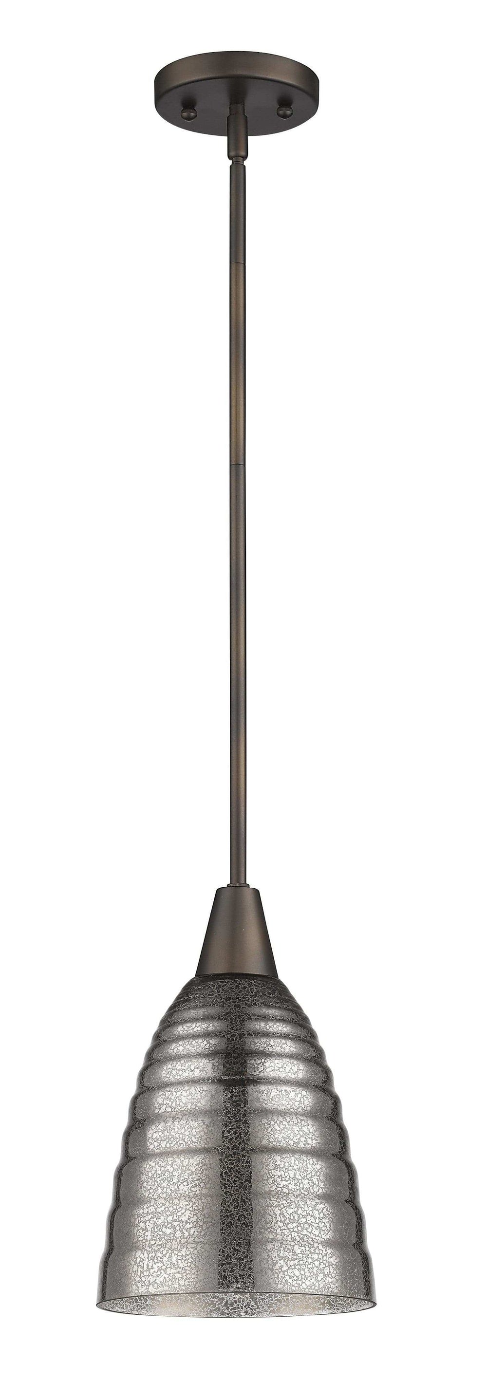 Bronze Hanging Light with Ribbed Pebbled Glass Shade - Homeroots - Flyclothing LLC