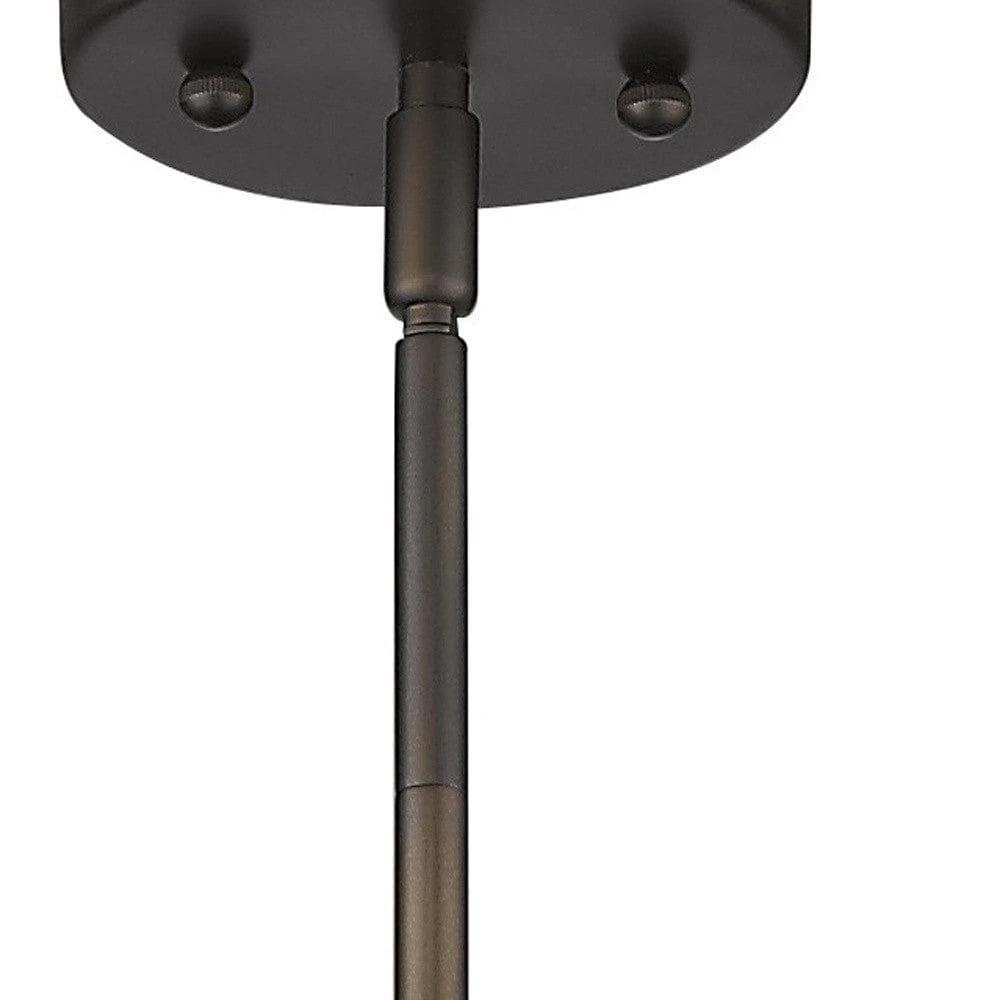 Bronze Hanging Light with Ribbed Pebbled Glass Shade - Homeroots - Flyclothing LLC