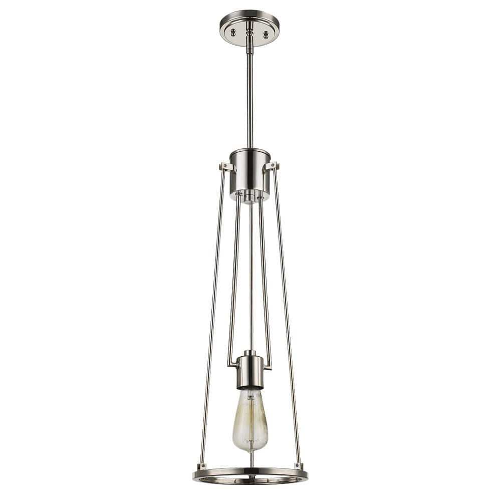 Jade 1-Light Polished Nickel Pendant With Vertical Structural Frames - Homeroots - Flyclothing LLC