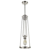 Jade 1-Light Polished Nickel Pendant With Vertical Structural Frames - Homeroots - Flyclothing LLC