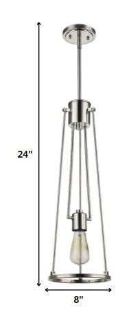 Jade 1-Light Polished Nickel Pendant With Vertical Structural Frames - Homeroots - Flyclothing LLC