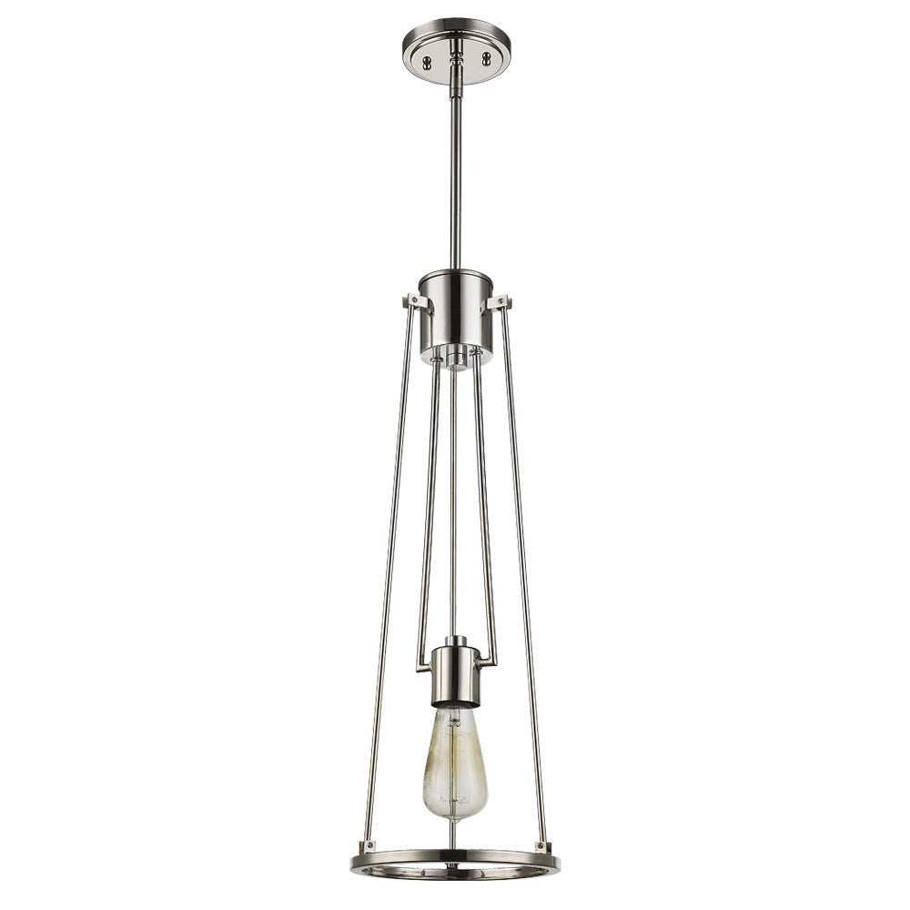 Jade 1-Light Polished Nickel Pendant With Vertical Structural Frames - Homeroots - Flyclothing LLC