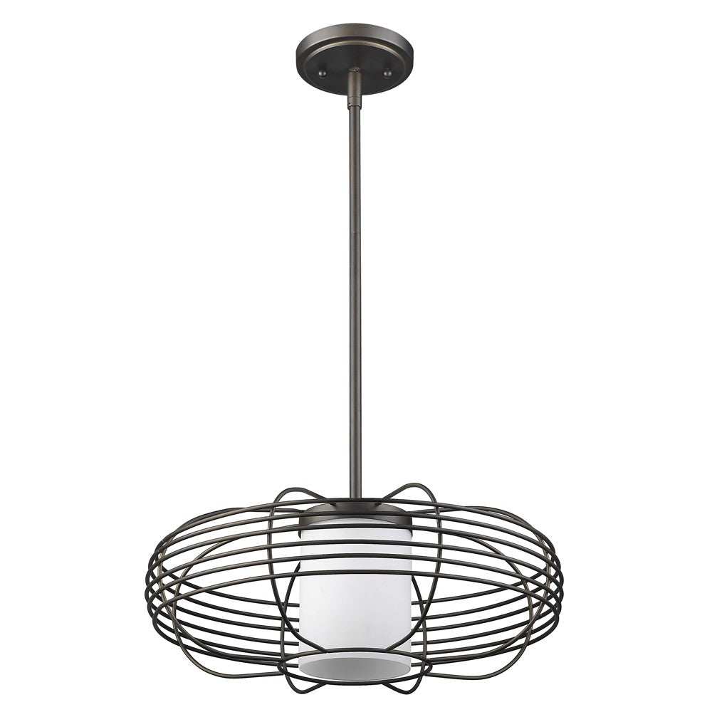Loft 1-Light Oil-Rubbed Bronze Wire Globe Pendant With Etched Glass Interior Shade - Homeroots - Flyclothing LLC