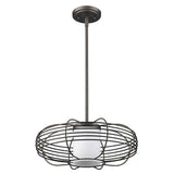 Loft 1-Light Oil-Rubbed Bronze Wire Globe Pendant With Etched Glass Interior Shade - Homeroots - Flyclothing LLC