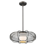 Loft 1-Light Oil-Rubbed Bronze Wire Globe Pendant With Etched Glass Interior Shade - Homeroots - Flyclothing LLC