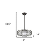 Loft 1-Light Oil-Rubbed Bronze Wire Globe Pendant With Etched Glass Interior Shade - Homeroots - Flyclothing LLC