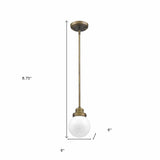 Brushed Gold Metal Hanging with Round Glass Shade - Homeroots - Flyclothing LLC