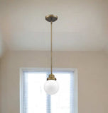 Brushed Gold Metal Hanging with Round Glass Shade - Homeroots - Flyclothing LLC