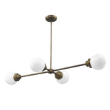 Portsmith 4-Light Raw Brass Island Pendant With White Globe Shades - Homeroots - Flyclothing LLC